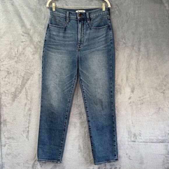 Madewell Women's The Momjean Blue Wash 5 Pocket‎ Style Cotton Mom Jeans Size 27 - Picture 1 of 16